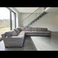 Crate & Barrel Axis 4 Piece L Shape Sectional Sofa Double Sleeper in Douglas Ice Herringbone Microfiber
