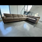 Crate & Barrel Axis 4 Piece L Shape Sectional Sofa Double Sleeper in Douglas Ice Herringbone Microfiber