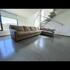 Crate & Barrel Axis 4 Piece L Shape Sectional Sofa Double Sleeper in Douglas Ice Herringbone Microfiber