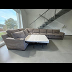 Crate & Barrel Axis 4 Piece L Shape Sectional Sofa Double Sleeper in Douglas Ice Herringbone Microfiber