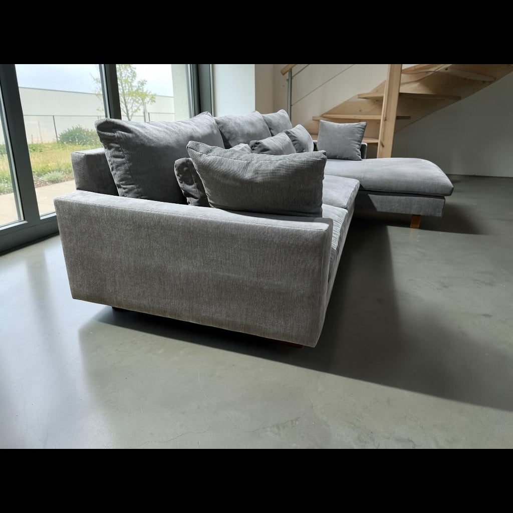 West Elm Harmony 2-Piece Sofa Chaise Sectional in Mineral Gray Distressed Velvet