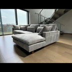 West Elm Harmony 2-Piece Sofa Chaise Sectional in Mineral Gray Distressed Velvet