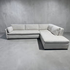 West Elm Marin 114” 2-Piece Bumper Chaise Sectional, Down Blend Cushions in Alabaster, Performance Basketweave