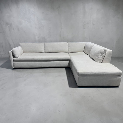 West Elm Marin 114” 2-Piece Bumper Chaise Sectional, Down Blend Cushions in Alabaster, Performance Basketweave