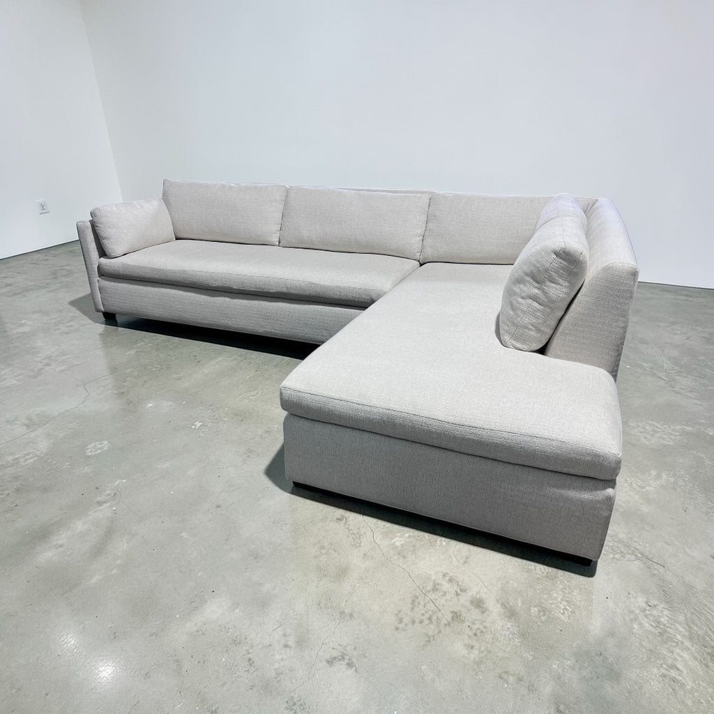 West Elm Marin 114” 2-Piece Bumper Chaise Sectional, Down Blend Cushions in Alabaster, Performance Basketweave
