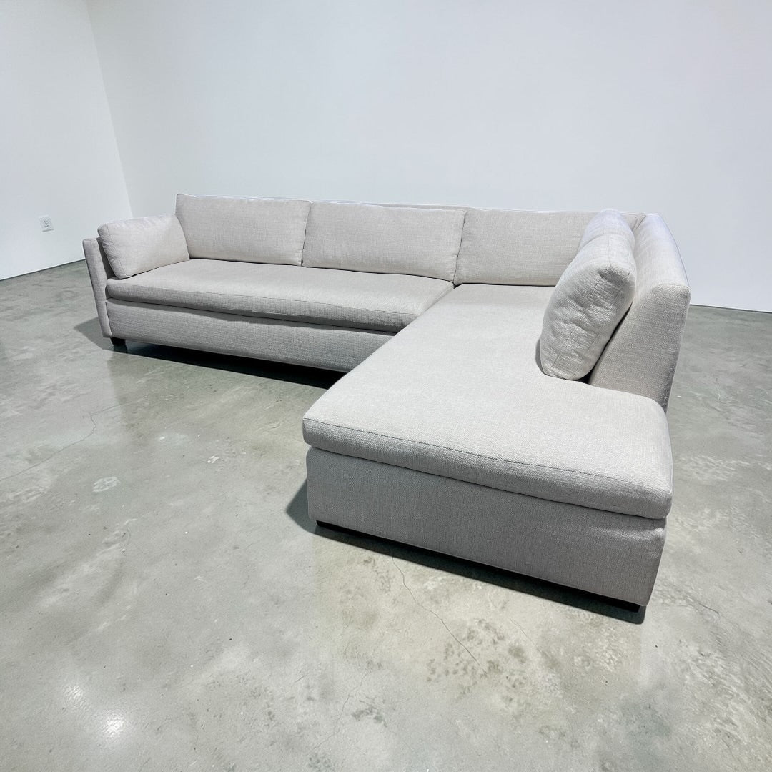West Elm Marin 114” 2-Piece Bumper Chaise Sectional, Down Blend Cushions in Alabaster, Performance Basketweave