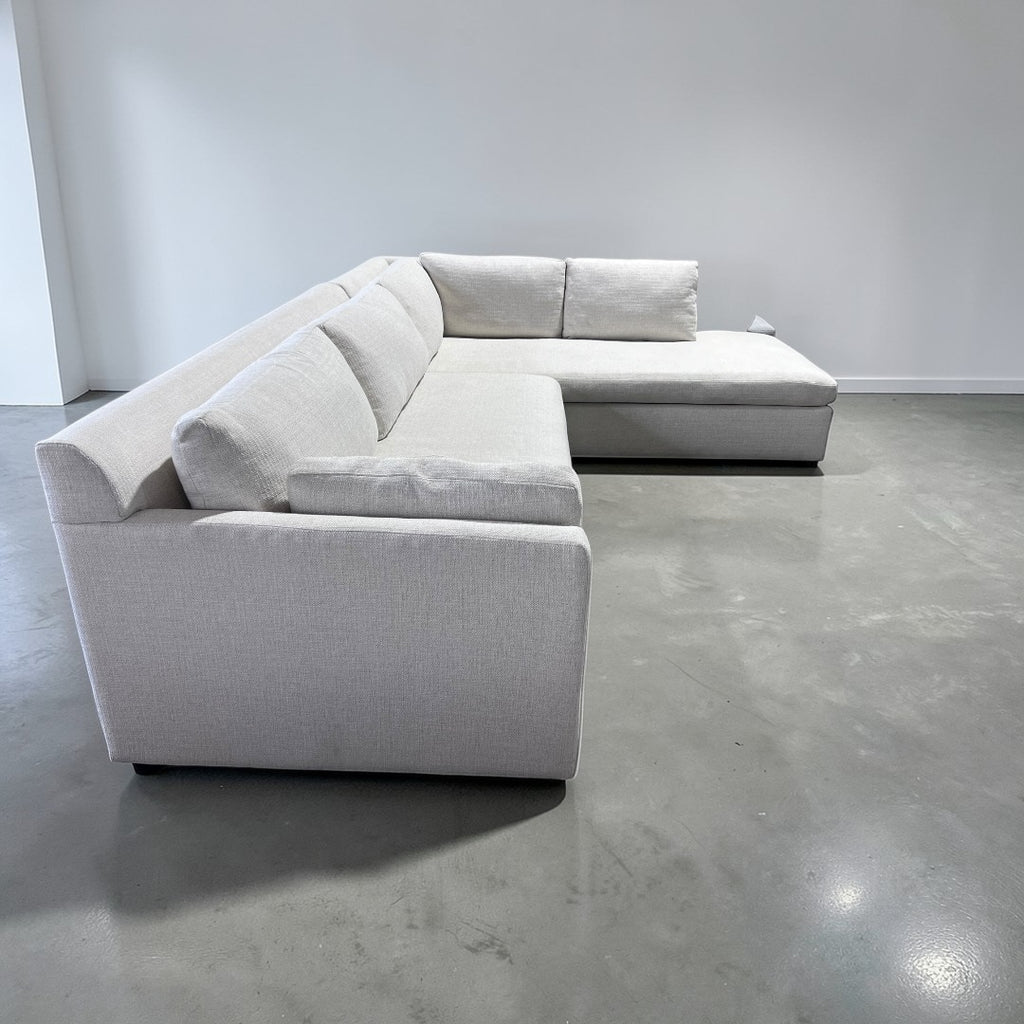 West Elm Marin 114” 2-Piece Bumper Chaise Sectional, Down Blend Cushions in Alabaster, Performance Basketweave