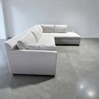 West Elm Marin 114” 2-Piece Bumper Chaise Sectional, Down Blend Cushions in Alabaster, Performance Basketweave