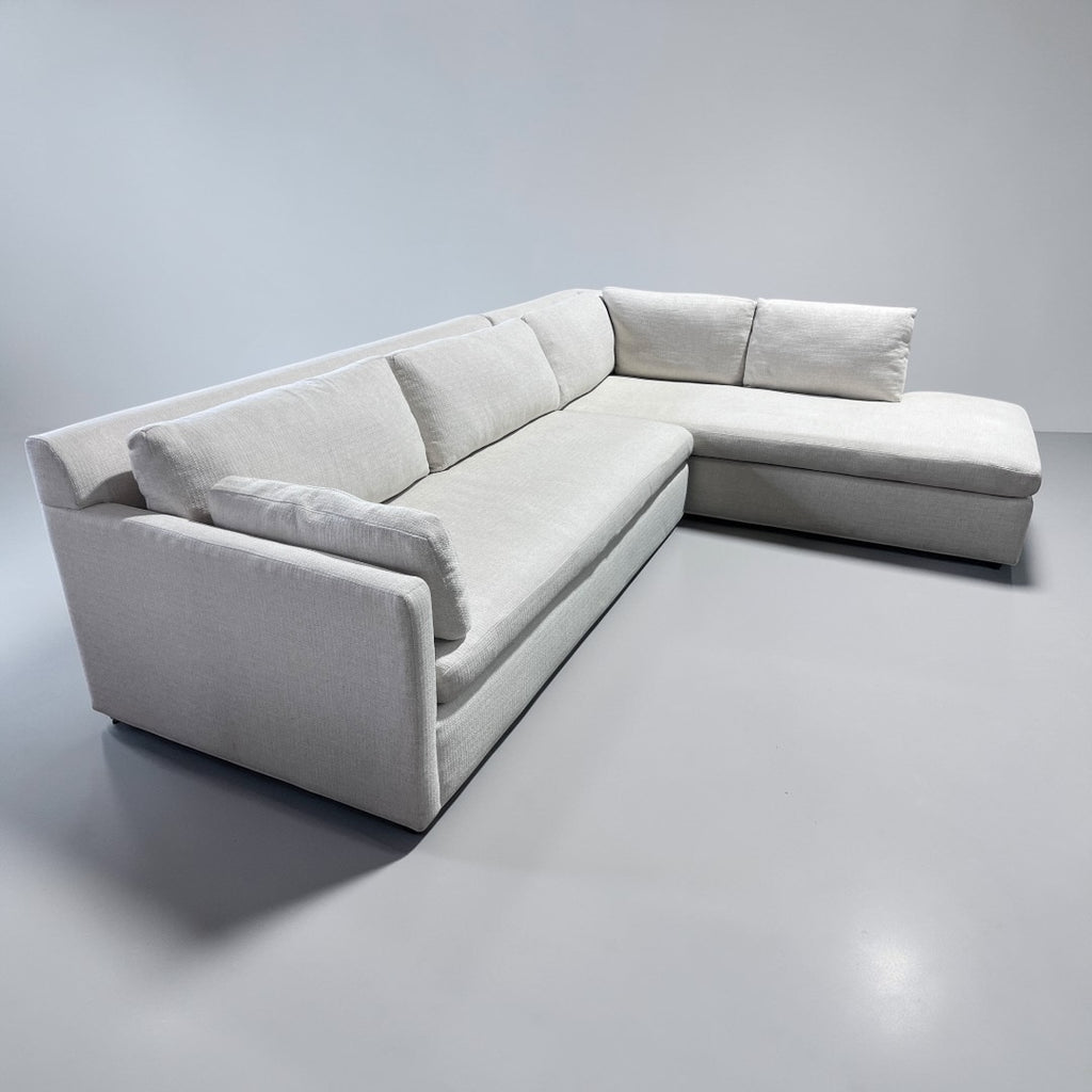 West Elm Marin 114” 2-Piece Bumper Chaise Sectional, Down Blend Cushions in Alabaster, Performance Basketweave