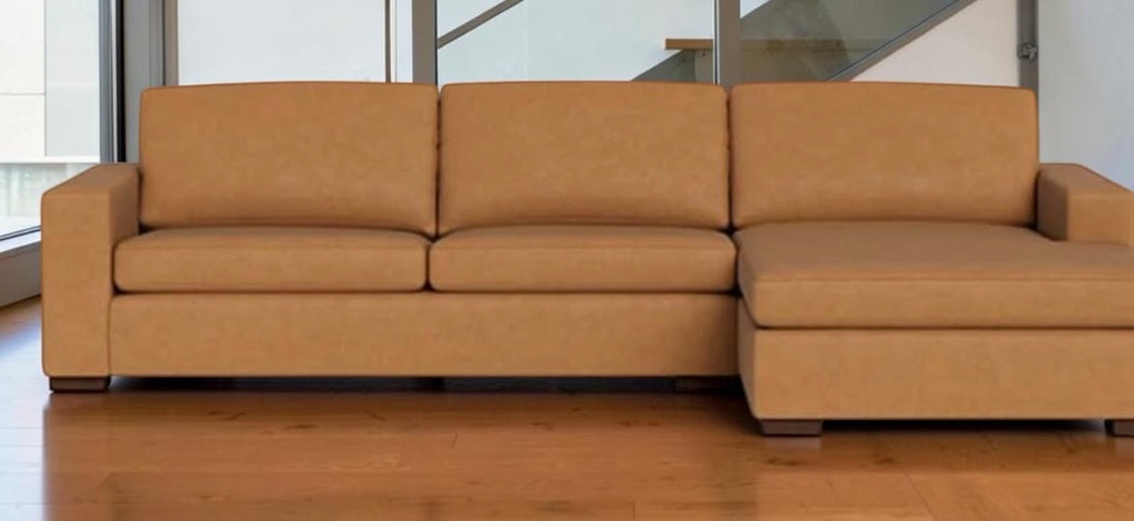 Albany Park Barton Sofa Chaise 2 Piece Sectional Sofa in Camel Tan Vegan Leather