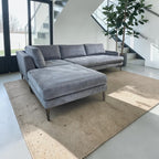 West Elm Andes  3-Piece Ottoman Sofa Chaise Sectional in Mineral Gray, Performance Distressed Velvet