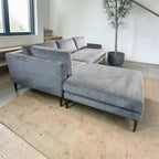 West Elm Andes  3-Piece Ottoman Sofa Chaise Sectional in Mineral Gray, Performance Distressed Velvet