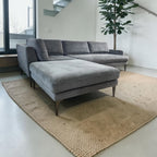 West Elm Andes  3-Piece Ottoman Sofa Chaise Sectional in Mineral Gray, Performance Distressed Velvet