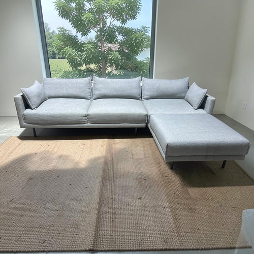 West Elm Modular Sofa Reversible Chaise Sectional Sofa in Performance Textured Linen Weave