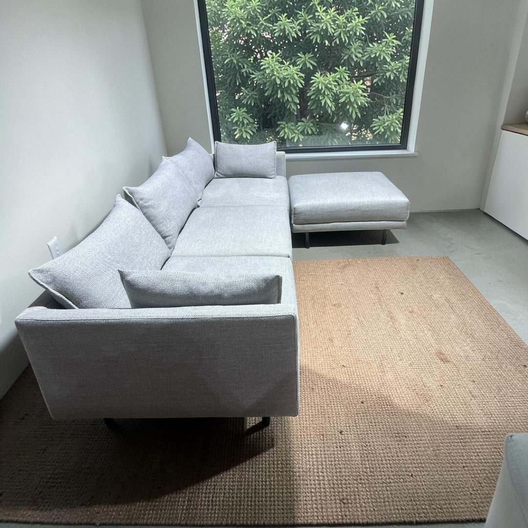 West Elm Modular Sofa Reversible Chaise Sectional Sofa in Performance Textured Linen Weave