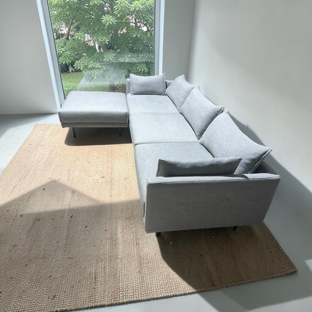 West Elm Modular Sofa Reversible Chaise Sectional Sofa in Performance Textured Linen Weave