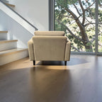 Albany Park Lido Arm Chair in Camel Tan Performance Velvet with Walnut Legs