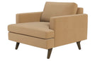 Albany Park Lido Arm Chair in Camel Tan Performance Velvet with Walnut Legs