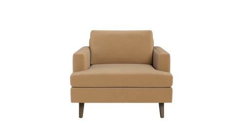 Albany Park Lido Arm Chair in Camel Tan Performance Velvet with Walnut Legs