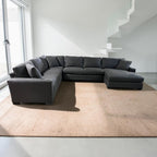 Room &amp; Board Metro 146” 4 Piece U Shape Sofa XL Chaise Sectional Down Blend in Performance Gino Charcoal