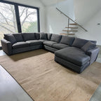 Room &amp; Board Metro 146” 4 Piece U Shape Sofa XL Chaise Sectional Down Blend in Performance Gino Charcoal