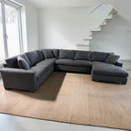 Room &amp; Board Metro 146” 4 Piece U Shape Sofa XL Chaise Sectional Down Blend in Performance Gino Charcoal