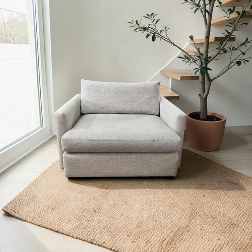 Crate and Barrel Lounge Deep, 49” Chair and a Half, Down Blend Cushions in Taft Cement