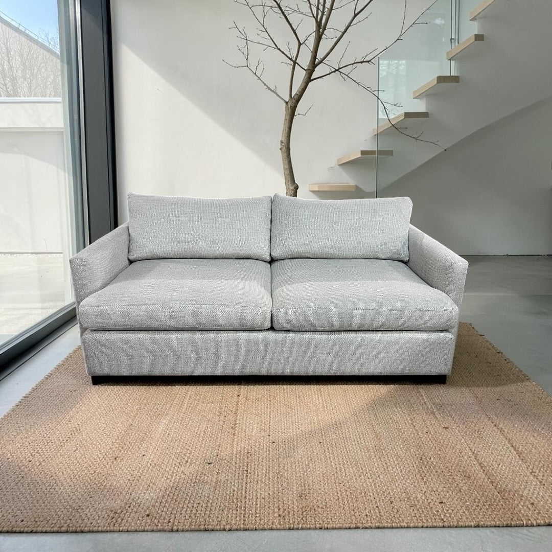 Crate & Barrel Lounge Deep 83” Sofa with Down Blend Cushions in Performance Taft Cement fabric