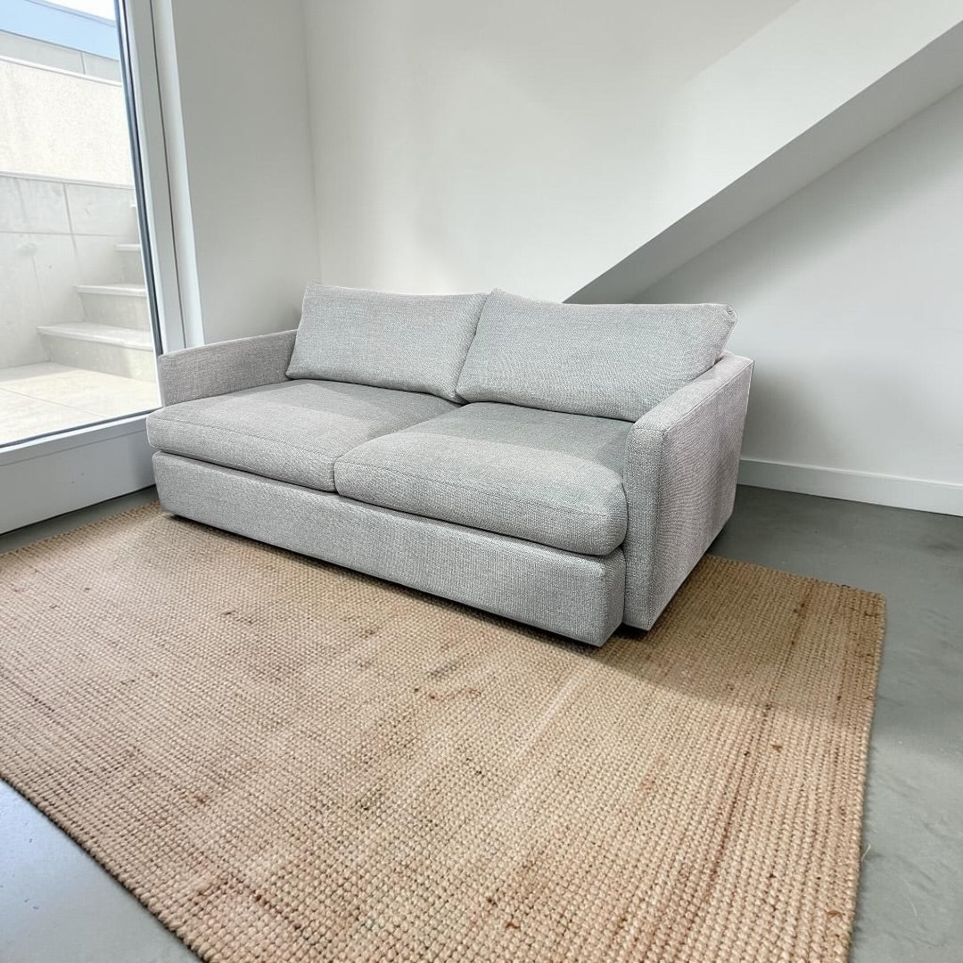 Crate & Barrel Lounge Deep 83” Sofa with Down Blend Cushions in Performance Taft Cement fabric
