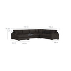 Room &amp; Board Metro 146” 4 Piece U Shape Sofa XL Chaise Sectional Down Blend in Performance Gino Charcoal