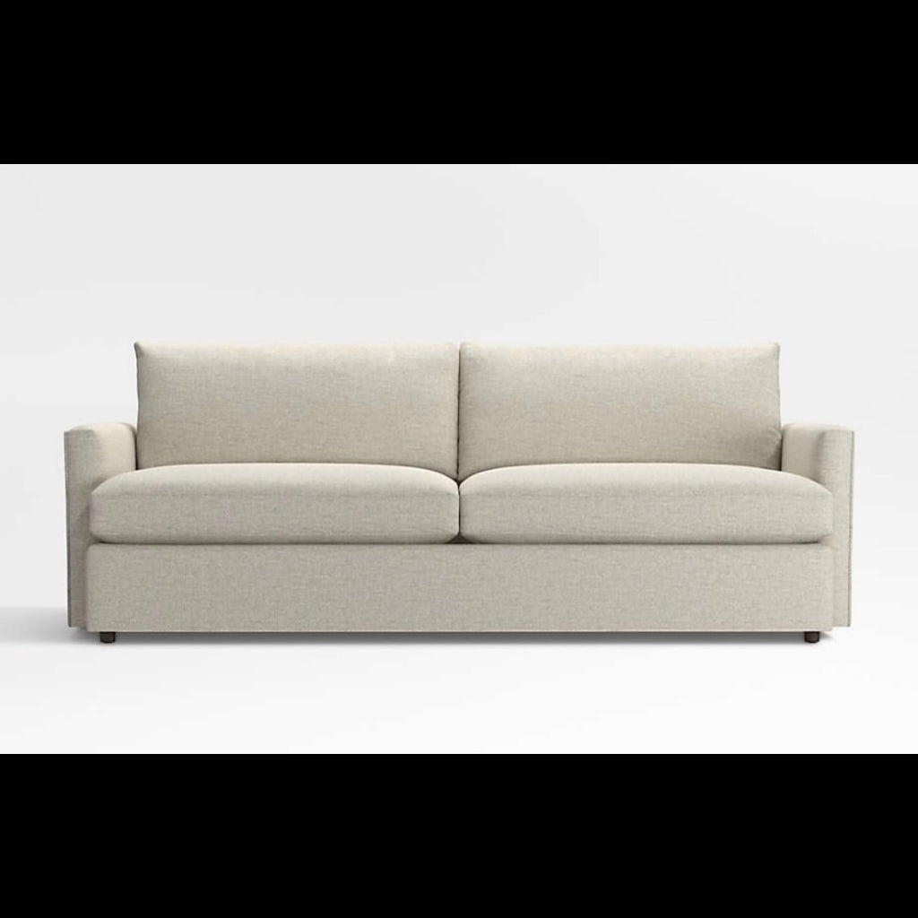 Crate & Barrel Lounge Deep 83” Sofa with Down Blend Cushions in Performance Taft Cement fabric