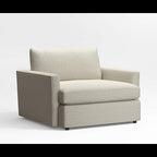 Crate and Barrel Lounge Deep, 49” Chair and a Half, Down Blend Cushions in Taft Cement