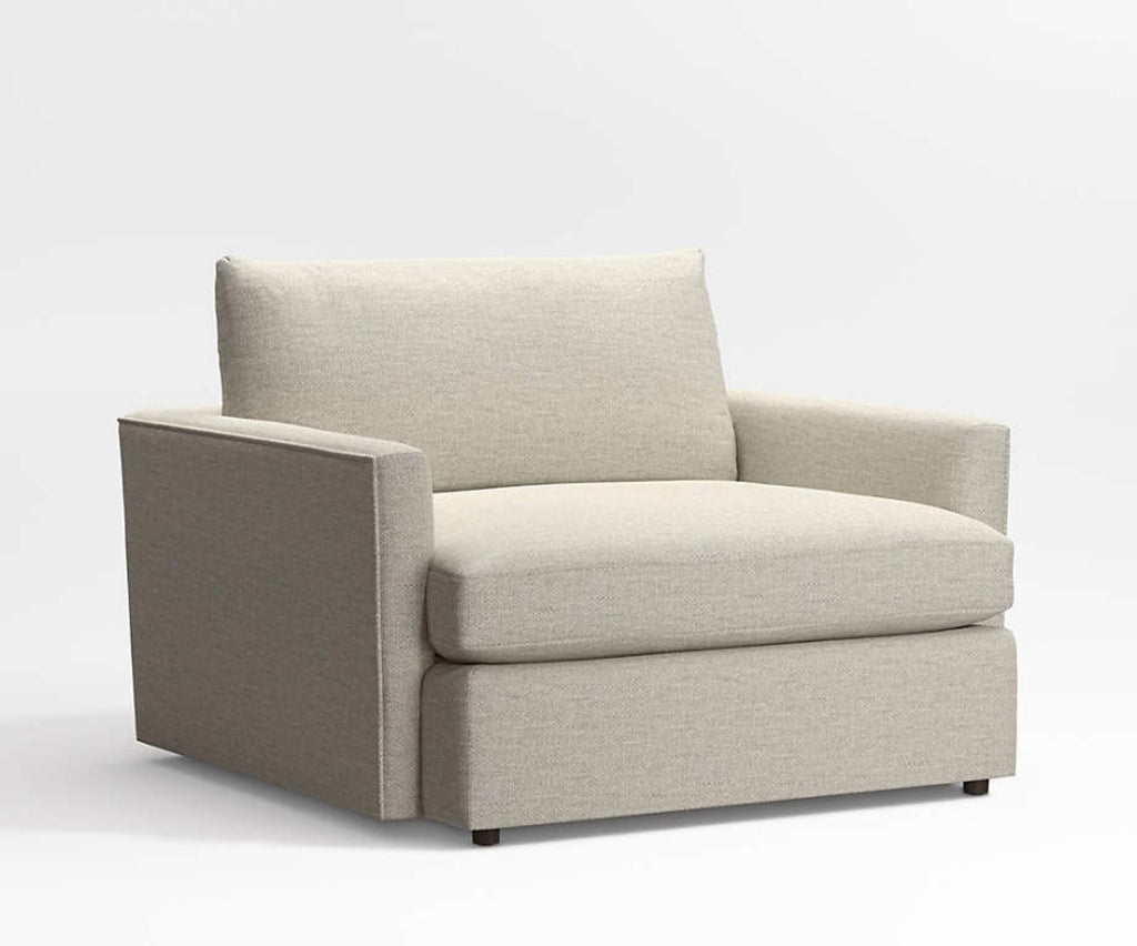 Crate and Barrel Lounge Deep, 49” Chair and a Half, Down Blend Cushions in Taft Cement
