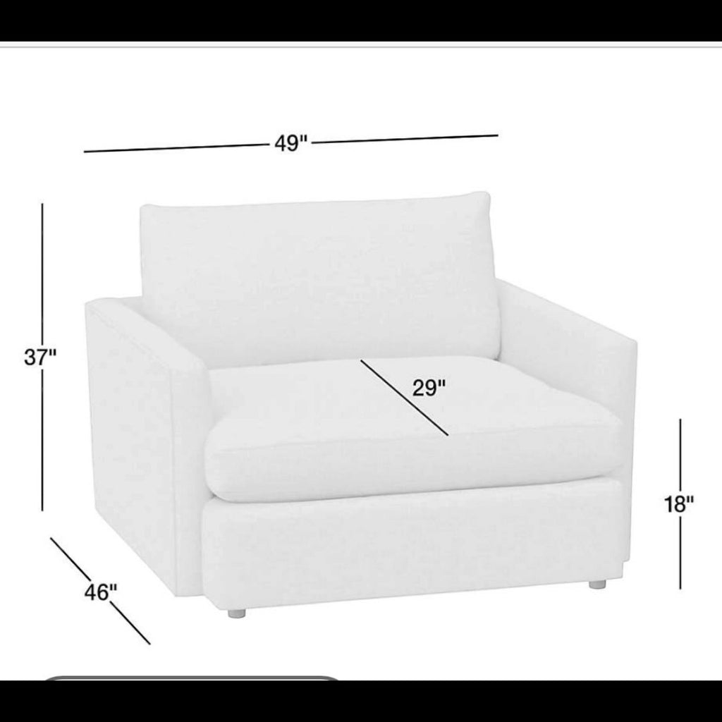Crate and Barrel Lounge Deep, 49” Chair and a Half, Down Blend Cushions in Taft Cement