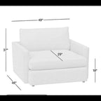 Crate and Barrel Lounge Deep, 49” Chair and a Half, Down Blend Cushions in Taft Cement