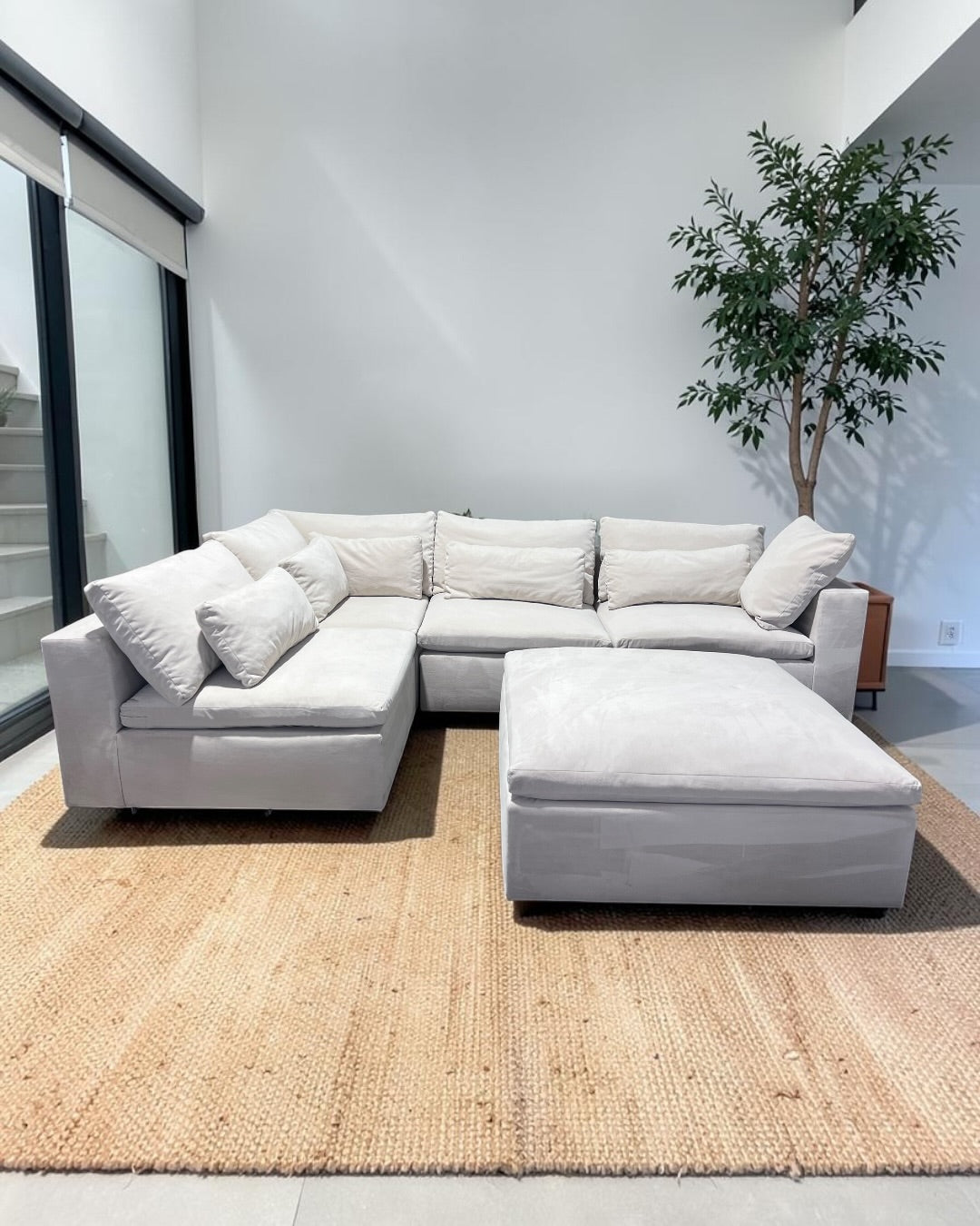 West Elm Harmony 122" Modular Sectional Sofa in Almond Microfiber