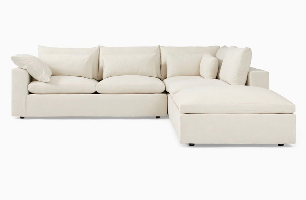 West Elm Harmony 122" Modular Sectional Sofa in Almond Microfiber