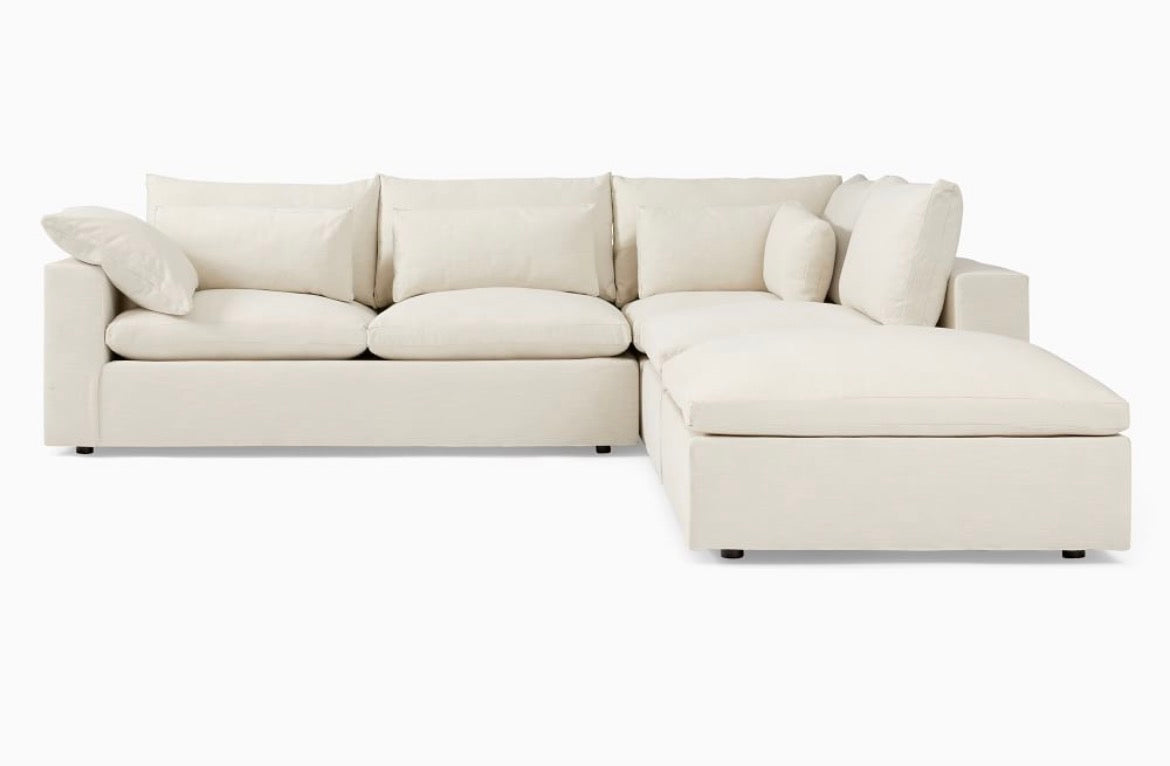 West Elm Harmony 122" Modular Sectional Sofa in Almond Microfiber