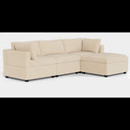 Albany Park Kova Box Cushion 4 Piece L Shape Sofa Sectional in Almond Performance Velvet