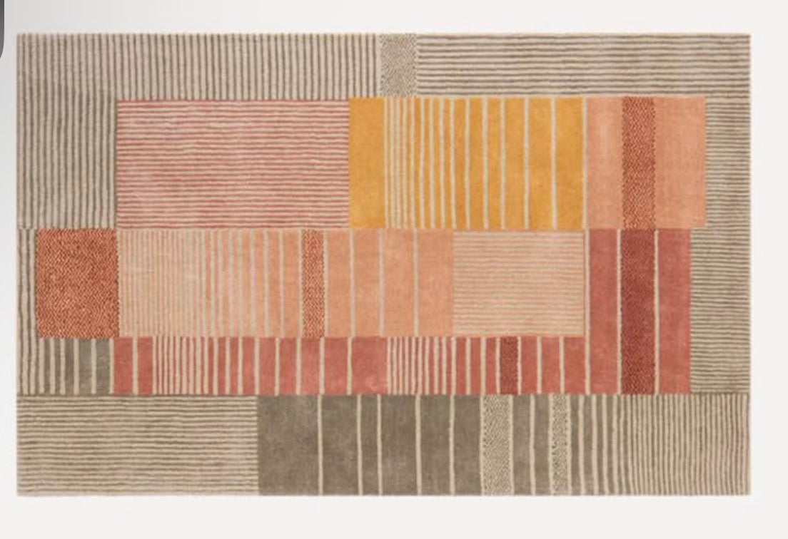 Burrow Prairie Modern 7'6"x9'9" Rug in Rust. Great for Pets
