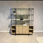 Four Hands Elena Sideboard and Hutch w/ Glass Shelves in Mango Wood