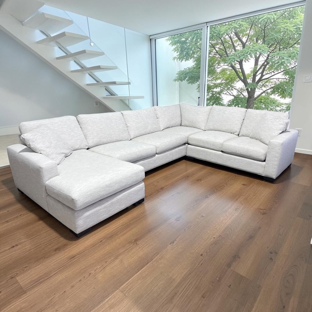 Room & Board Metro 136” 4 Piece U Shape Sofa Chaise Sectional Down Blend in Dawson Linen