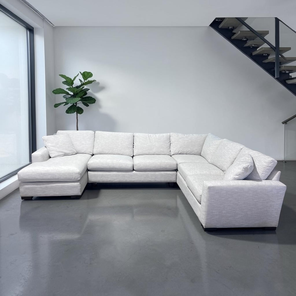 Room & Board Metro 136” 4 Piece U Shape Sofa Chaise Sectional Down Blend in Dawson Linen