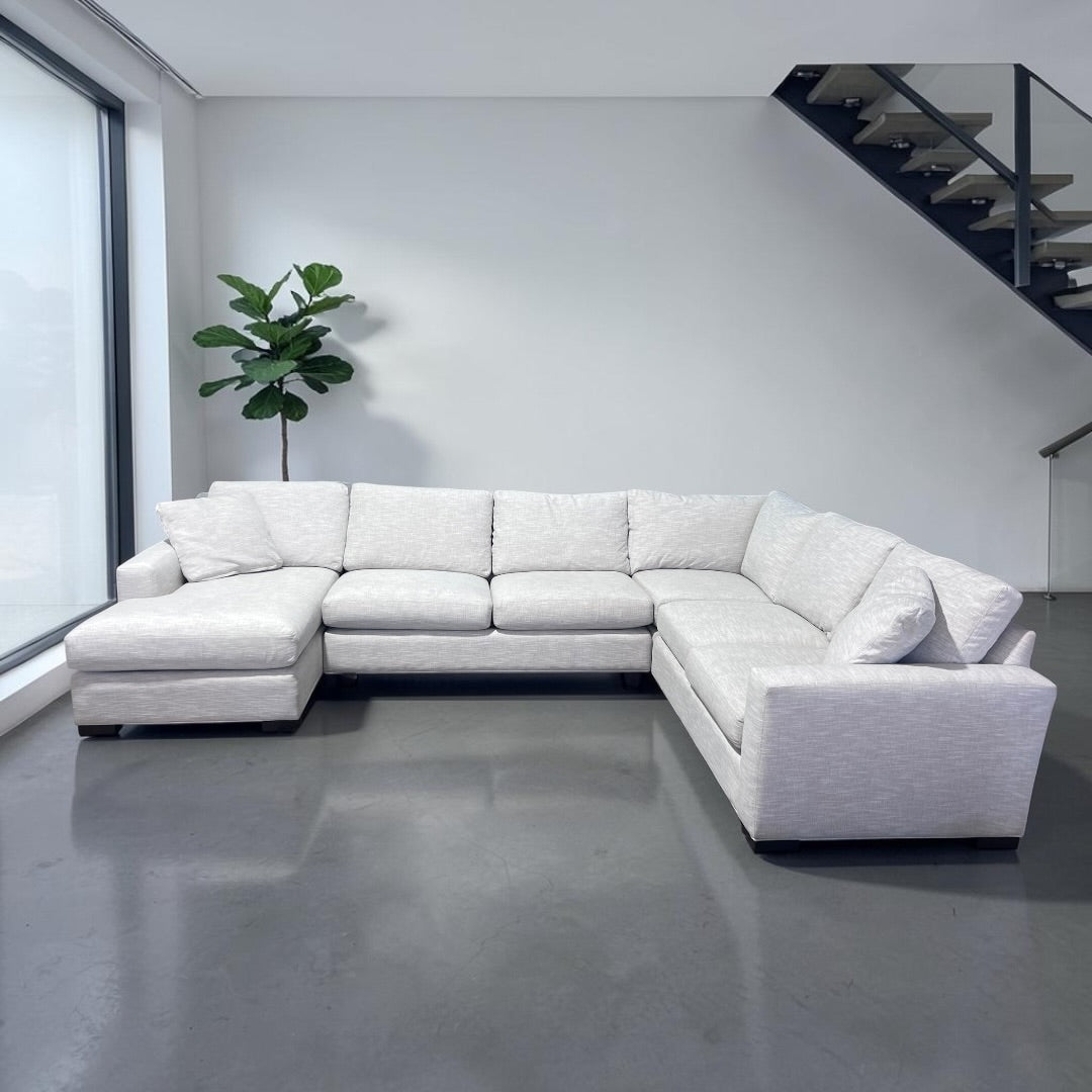 Room & Board Metro 136” 4 Piece U Shape Sofa Chaise Sectional Down Blend in Dawson Linen