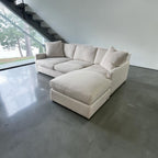 Room & Board 91” Linger Deep 43” seating, 2 Piece, Reversible Chaise Sofa Sectional. Heavy Down Blend Cushions in Declan Ivory