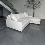 Room & Board 91” Linger Deep 43” seating, 2 Piece, Reversible Chaise Sofa Sectional. Heavy Down Blend Cushions in Declan Ivory