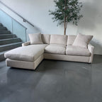 Room & Board 91” Linger Deep 43” seating, 2 Piece, Reversible Chaise Sofa Sectional. Heavy Down Blend Cushions in Declan Ivory