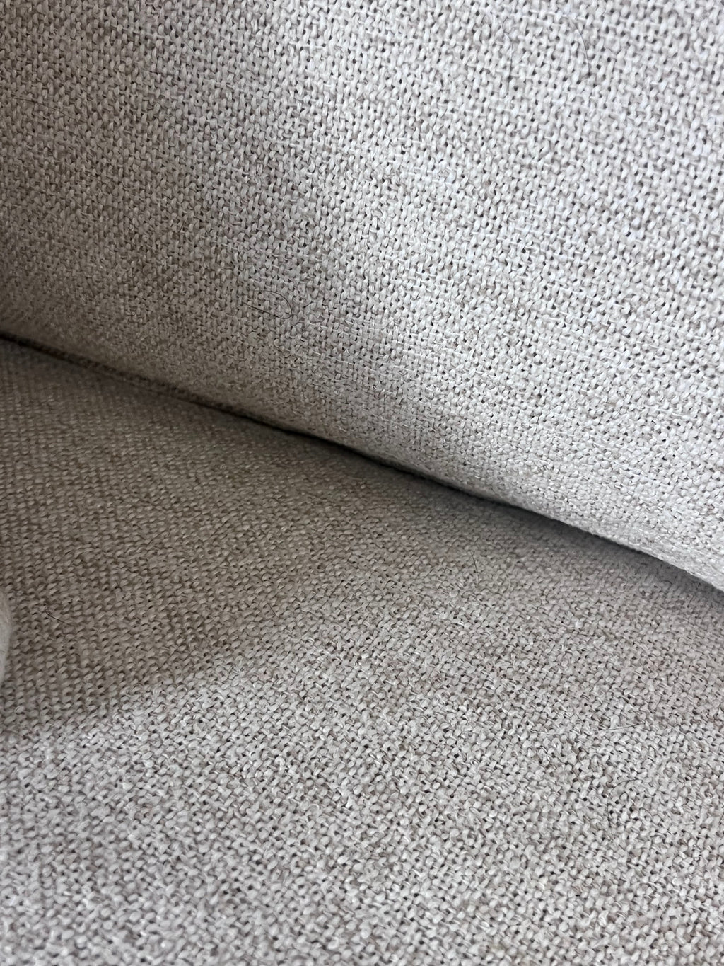Room & Board 91” Linger Deep 43” seating, 2 Piece, Reversible Chaise Sofa Sectional. Heavy Down Blend Cushions in Declan Ivory