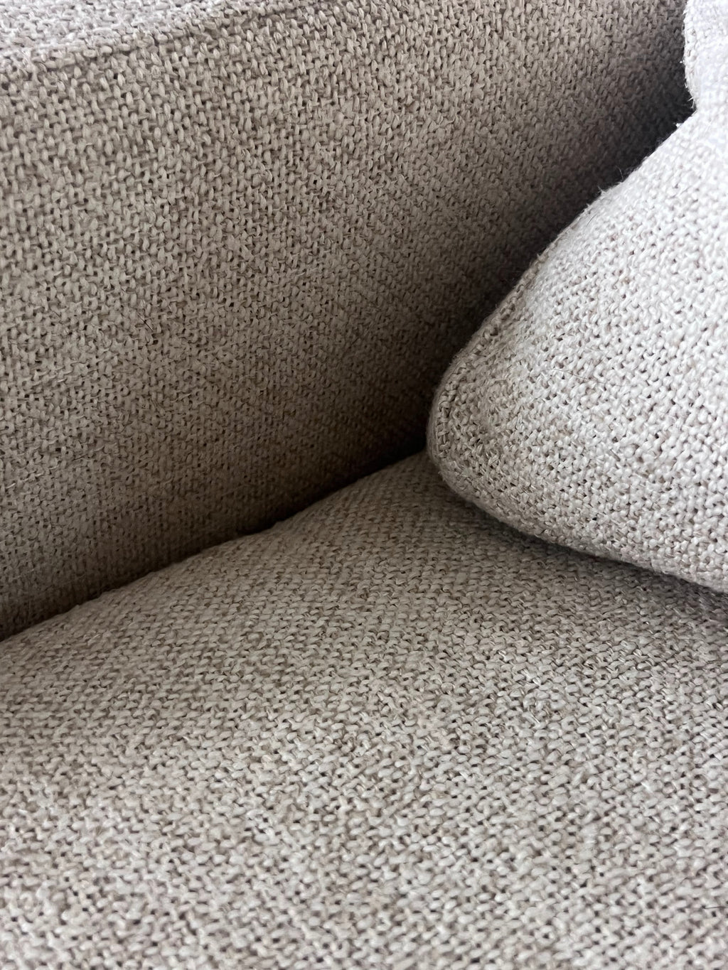 Room & Board 91” Linger Deep 43” seating, 2 Piece, Reversible Chaise Sofa Sectional. Heavy Down Blend Cushions in Declan Ivory