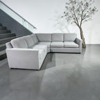 Potterybarn Cameron 98”x 98” Square Arm 3-Piece L-Shaped Wedge Sectional. Memory Foam Cushions in Dove Performance Heathered Basketweave